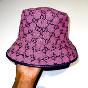 Pink/Navy Gucci Bucket hat